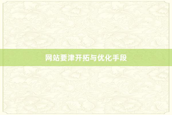 网站要津开拓与优化手段